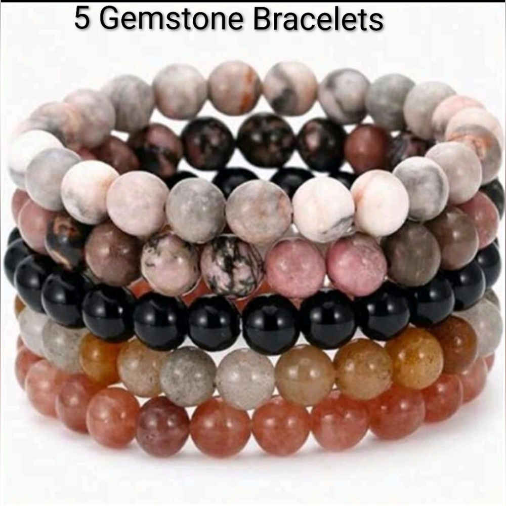 Gemstone Bracelets Natural Crystal Stone Bracelet Set